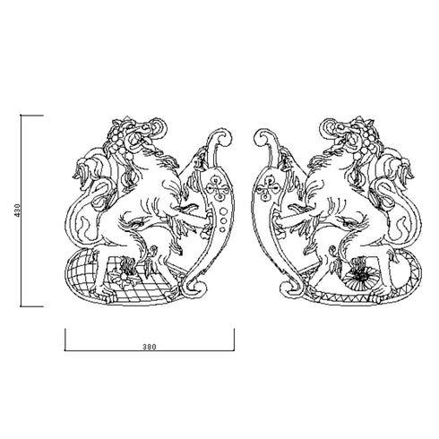 向い獅子 | レリーフ | PUF | 無塗装品